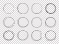 Sketch circles. Hand drawn circled frames. Circular scribble doodle black pencil stroke vector isolated