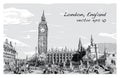 Sketch Cityscape of London The Big Ben and houses of parliament