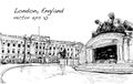 Sketch cityscape of London England, show public space, monuments