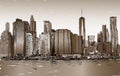 Sketch of cityscape in New York show Manhattan midtown with skyscrapers, illustration vector Royalty Free Stock Photo