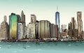 Sketch of cityscape in New York show Manhattan midtown Royalty Free Stock Photo