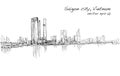 Sketch cityscape of Saigon city Ho Chi Mihn Vietnam show sky