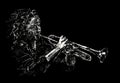 Sketch of the classical musician plays trumpet Royalty Free Stock Photo