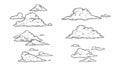 Sketch clouds. Hand drawn sky cloudscape. Outline sketching cloud vintage Royalty Free Stock Photo