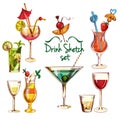 Sketch Cocktail Set Royalty Free Stock Photo