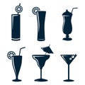 Sketch cocktails. Hand drawn cocktail and alcohol drink