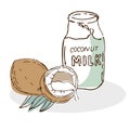 Sketch coconut milk in sketch style