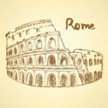 Sketch Coliseum, vector vintage background