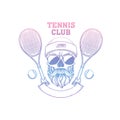 Sketch, skull with tennis racquet Royalty Free Stock Photo