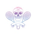 Sketch, skull with tennis racquet Royalty Free Stock Photo