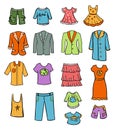 Sketch Colored Family Wardrobe Elements Set