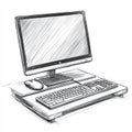 Sketch of a computer monitor keyboard and mouse setup