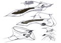 Sketch concept supersonic aircraft business class intercontinental flights.