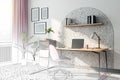 Sketch of contemporary home office interior. Design concept. Royalty Free Stock Photo