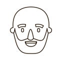 Sketch contour caricature old bald man bearded