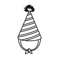 Sketch contour of party hat with lines decoratives