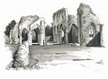 Sketch of Creake Abbey, Norfolk, UK
