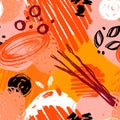 Sketch creative doodle pattern. Curve shapes, art hand drawn decorative background. Grunge stylish paint print, bright