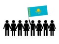 Sketch of a crowd and a leader with the flag of Kazakhstan. Protests concept. Vector