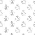 Sketch crown seamless pattern. Line corona repeated tile ornament. King and monarchy symbol. Vector design for background,