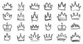 Sketch crown. Simple elegant queen or king crowns. Monarch majestic jewel tiara, beautiful diadem, royal imperial