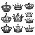 Sketch crown. Simple graffiti crowning, elegant queen or king crowns hand Royalty Free Stock Photo