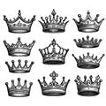 Sketch crown. Simple graffiti crowning, elegant queen or king crowns hand Royalty Free Stock Photo