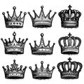 Sketch crown. Simple graffiti crowning, elegant queen or king crowns hand Royalty Free Stock Photo