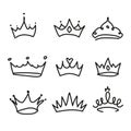 Sketch crown. Simple graffiti crowning on white background