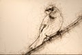 Sketch of Curious House Finch Perched in a Tree