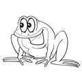 Sketch, cute frog character with big eyes, coloring book, isolated object on white background, cartoon illustration, vector Royalty Free Stock Photo