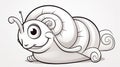 Sketch the cute outline of a smiling snail with a swirling shell