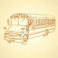 Sketch cute school bus Royalty Free Stock Photo