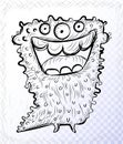 Sketch of cute scribble monster or doodle fantasy alien
