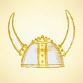 Sketch cute viking helmet