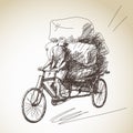 Sketch of cycle rickshaw