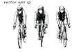 Sketch of cyclist riding fixed gear bicycle on street, illustration vector