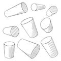 Sketch Cylinders. Penciling Outline Perspective Geometry Drawing Royalty Free Stock Photo