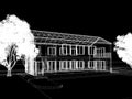 sketch design of house , 3d rendering Royalty Free Stock Photo