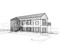 sketch design of house , 3d rendering Royalty Free Stock Photo