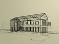 sketch design of house , 3d rendering Royalty Free Stock Photo