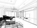Sketch design of interiorbedroom,3d Royalty Free Stock Photo