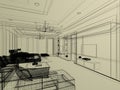 Sketch design of interiorbedroom,3d Royalty Free Stock Photo