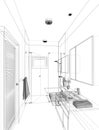 Sketch design of interior bathroom Royalty Free Stock Photo