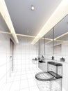 Sketch design of interior bathroom Royalty Free Stock Photo