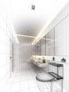 Sketch design of interior bathroom