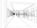 Sketch design of interior hall Royalty Free Stock Photo
