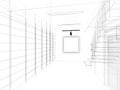 Sketch design of interior hall Royalty Free Stock Photo