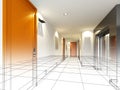 Sketch design of interior hall Royalty Free Stock Photo