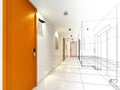 Sketch design of interior hall Royalty Free Stock Photo